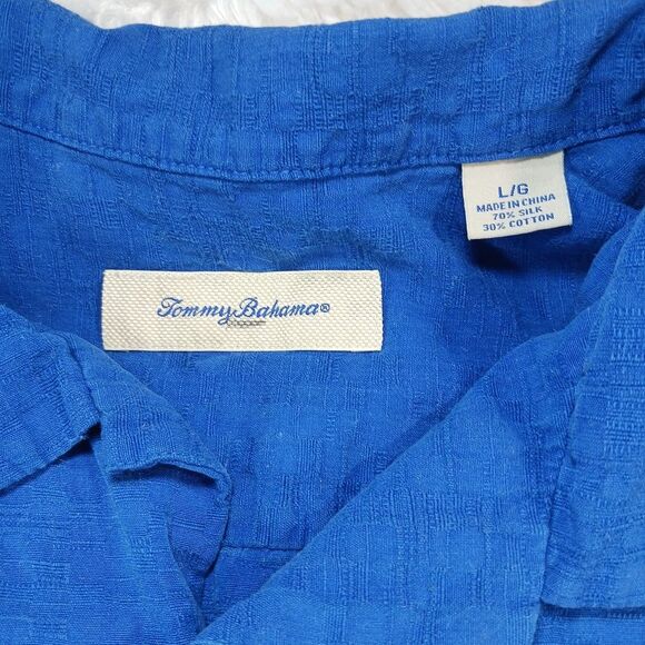 Tommy Bahama Silk & Cotton Casual Button Down Shirt Men's Large Blue............ - Picture 5 of 11